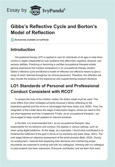 Gibbs S Reflective Cycle And Borton S Model Of Reflection 1359 Words Essay Example