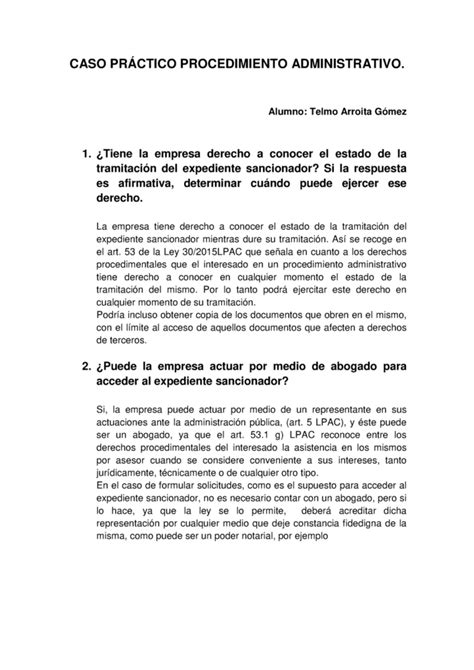 Ejemplo Pr Ctico De Procedimiento Administrativo Jur Dico F Cil