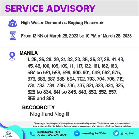 Maynilad Water Services Inc On Twitter Our Customers In Portions Of