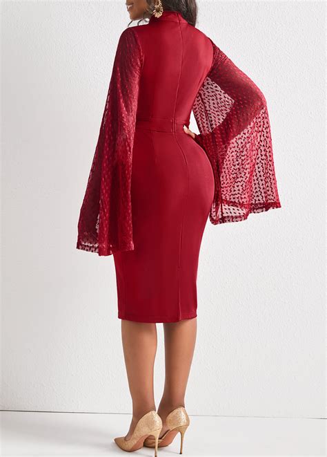 ROTITA Long Sleeve Wine Red Bodycon Dress Rotita USD 33 98