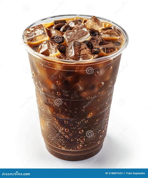 Refreshing Cup Of Iced Coffee With Ice Cubes Stock Image Image Of