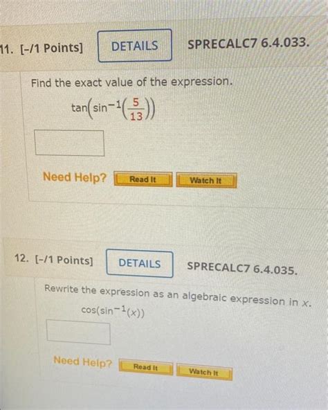 Solved 11 [ 1 Points] Details Sprecalc7 6 4 033 Find The