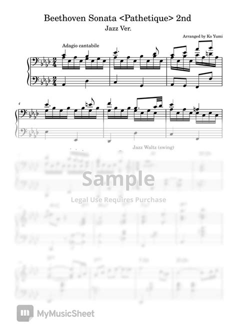 Beethoven Piano Sonata 2nd Jazz Ver Sheets By KoYumi Music