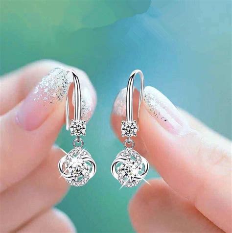 Female Crystal Drop Earrings Zircon Stone Earrings Small Round Dangle