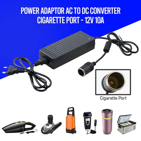 YASOKRO Adaptor Power Supply Converter AC To DC 12V 10A Cigarette Port