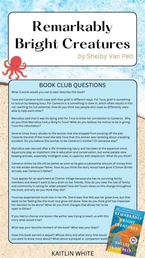 Book Club Questions For Remarkably Bright Creatures Kaitlin White