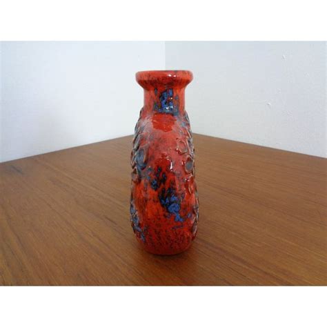 West German Domino Pottery Vase With Relief From D Mler Breiden