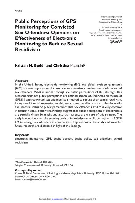 Pdf Public Perceptions Of Gps Monitoring For Convicted Sex Offenders Opinions On