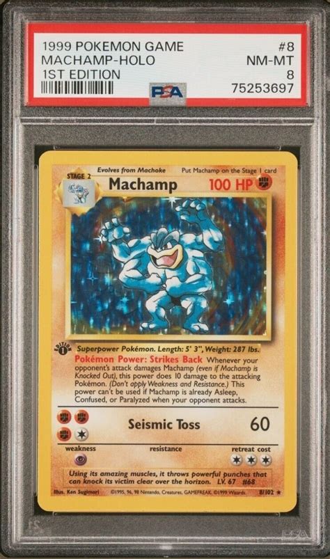 PSA 8 Pokémon TCG Machamp Base Set 8 102 Holo 1st Edition Holo Rare