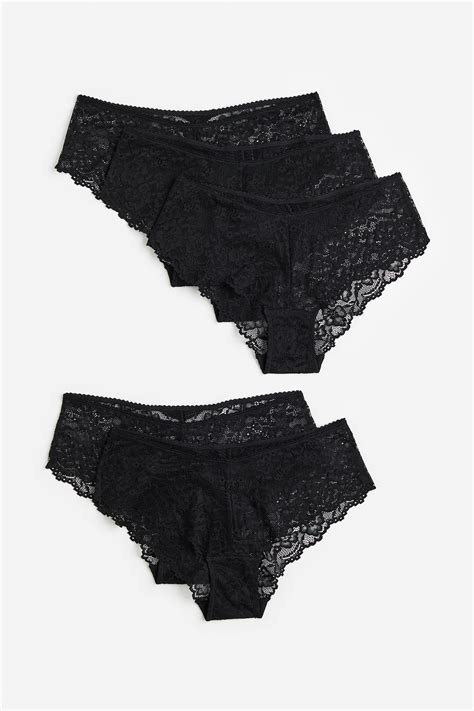 5 Pack Lace Hipster Briefs Black Ladies Handm Gb