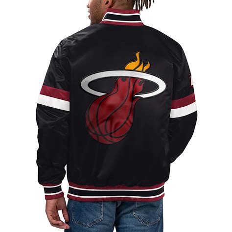 Starter Miami Heat Home Game Satin Full Snap Varsity Jacket Academy