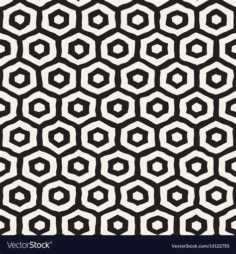 Seamless black and white pattern with hexagon Vector Image