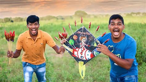 Kites Vs Rocket Experiment In Telugu Flying Kite With Rockets