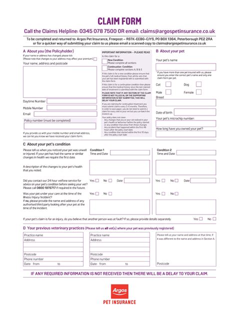 Argos Pet Insurance Claim Form 2020 2022 Fill And Sign Printable