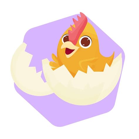 Premium Vector Cute Vector Yellow Newborn Chick In Broken Eggshell