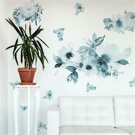 Watercolor Floral Peel And Stick Giant Wall Decals Roommates Decor