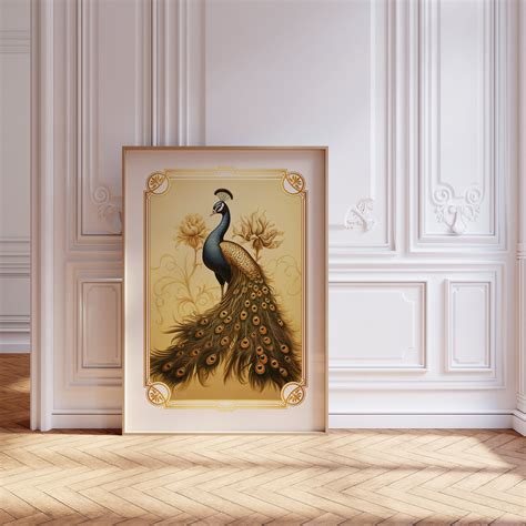 Peacock Art Deco Print Printable Wall Art Trendy Print Vintage Poster