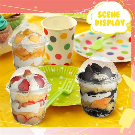 Buy 50 Pack Dessert Cups With Dome Lids Disposable Plastic Cups With