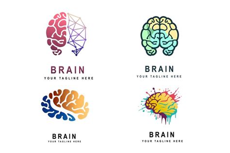 Set Abstract Human Brain Logo Design