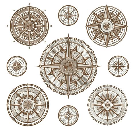 Vintage Compass Wind Roses Nautical Navigation 26618794 Vector Art At