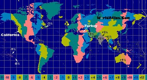 10 Countries With The Most Time Zones | Time zone map, World time zones, International time zone map