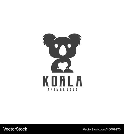 Koala Love Vintage Logo Silhouette Royalty Free Vector Image