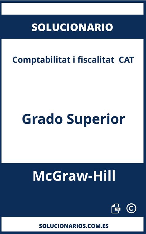 Solucionario De Comptabilitat I Fiscalitat Cat Grado Superior Mcgraw Hill