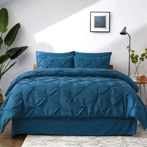 Cozy Comfort Teal Comforter Set 7 Pieces Pintuck King Bed In A Bag