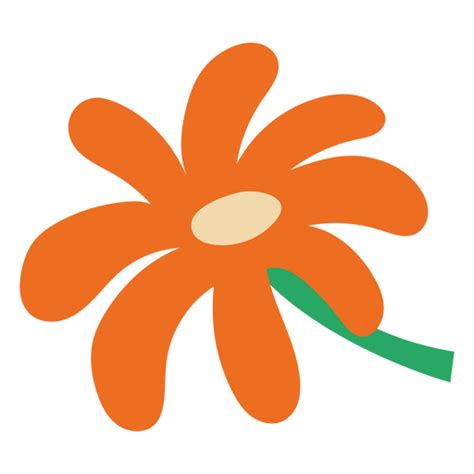 Design Png E Svg De Flor De Margarida Com Haste Plana Laranja Para