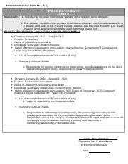 Work Experience Sheet Sample With Answers