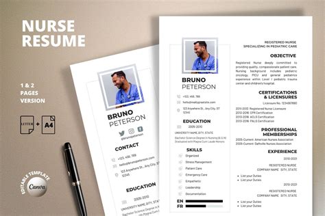 Nurse Resume Template Modern Cv Masterbundles