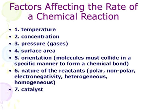 Factors Affecting The Rate Of A Chemical Reaction Ppt Download