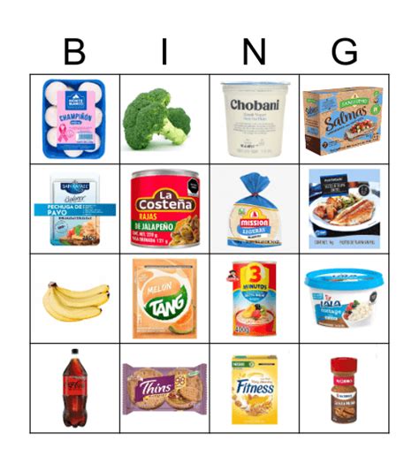 Safe Foods Bingo Card