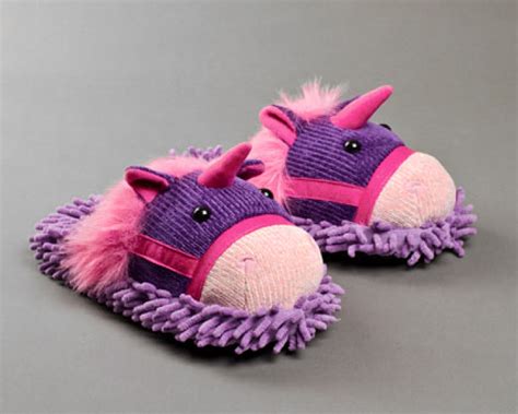 Fuzzy Unicorn Slippers :: Novelty Slippers