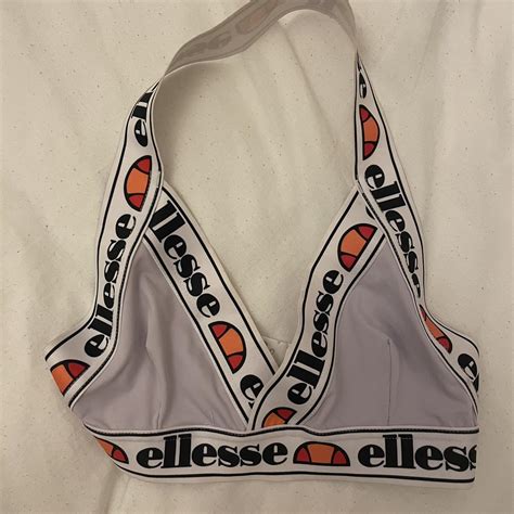 Lilac Ellesse Bikini Top With White Branded Depop