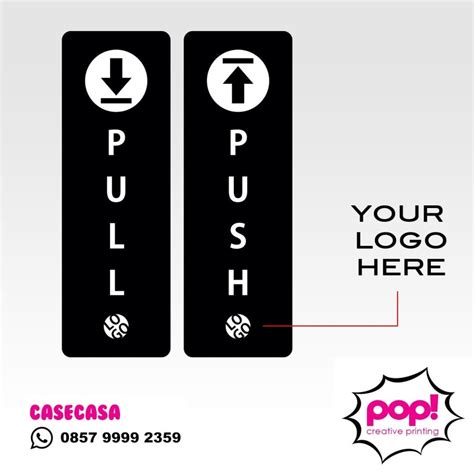 Jual Tulisan Push Pull Dorong Tarik Akrilik Custom Print Logo Untuk