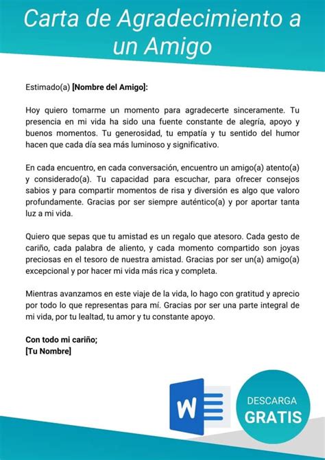 Carta De Agradecimiento A Un Amigo 【 2024 】 Formatos De Cartas