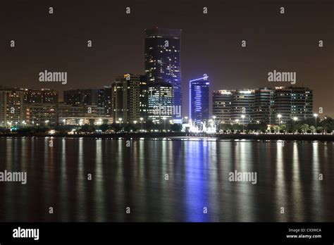 Abu Dhabi skyline at night, United Arab Emirates Stock Photo - Alamy