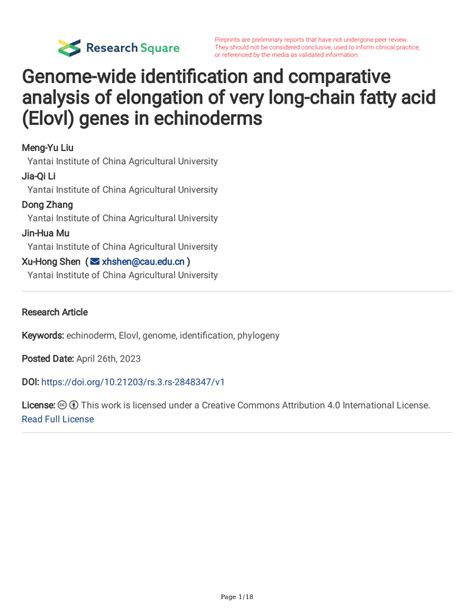 PDF Genome Wide Identification And Comparative Analysis Of Elongation