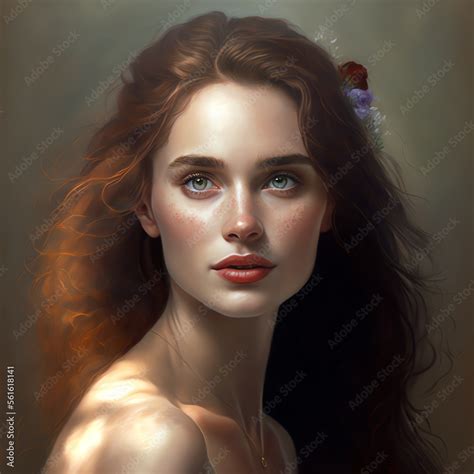 digital illustration   close  portrait   young beautiful woman