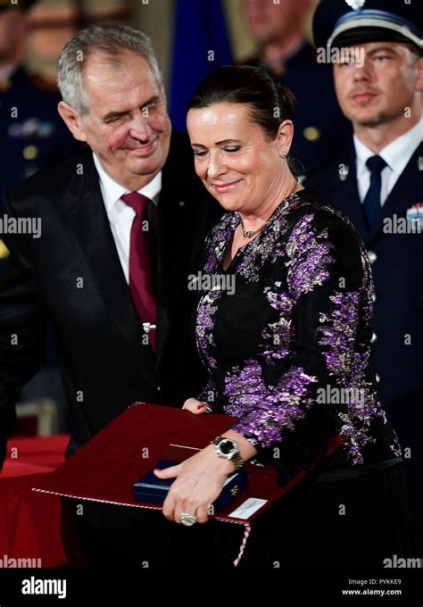 Czech President Milos Zeman Left Bestowed The Medal Of Merit On Alena