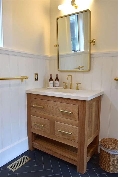 White Oak Bathroom Vanity Single Sink - Etsy