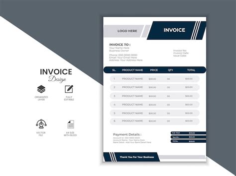 Premium Vector Modern Corporate Business Invoice Premium Template Design