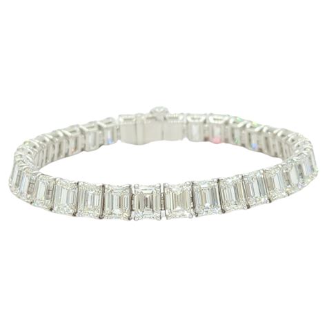 GIA White Diamond Asscher Cut 0 70 Carats Each Tennis Bracelet In 18K