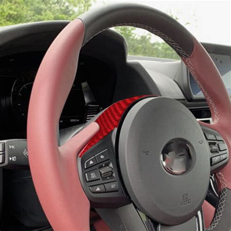 Red Carbon Fiber Interior Steering Wheel Cover Trim For Toyota Supra