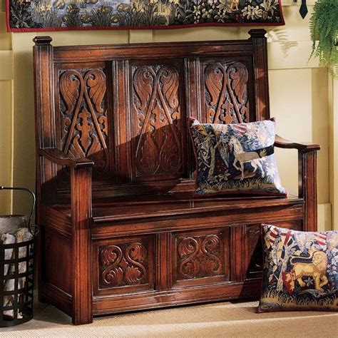 Shop Design Toscano Antique Mahogany Indoor Entryway Bench With Storage