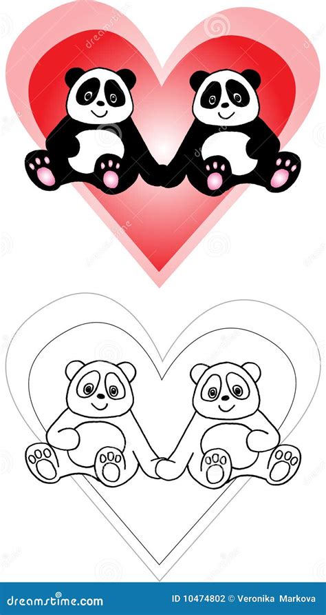 Panda Love Stock Vector Illustration Of Romance Bamboo 10474802