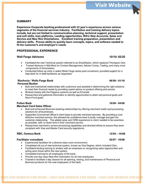 Resume Sample For Banking And Finance