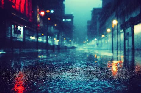 Premium Photo | Rainy city streets background of wet asphalt with neon light