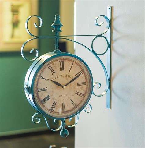 Vintage Train Station Wall Clock, Turquoise | Vintage wall clock ...